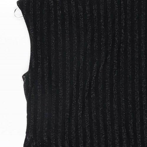 Roman Womens Black Polyester Basic T-Shirt Size 12 Round Neck