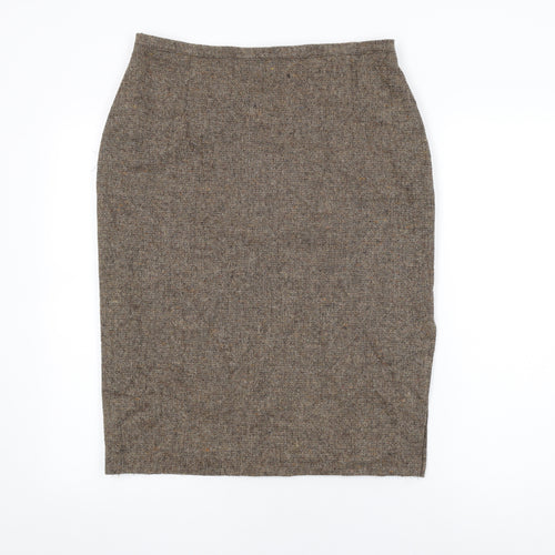 St Bernard Womens Brown Wool Straight & Pencil Skirt Size 14 Zip