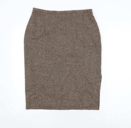 St Bernard Womens Brown Wool Straight & Pencil Skirt Size 14 Zip