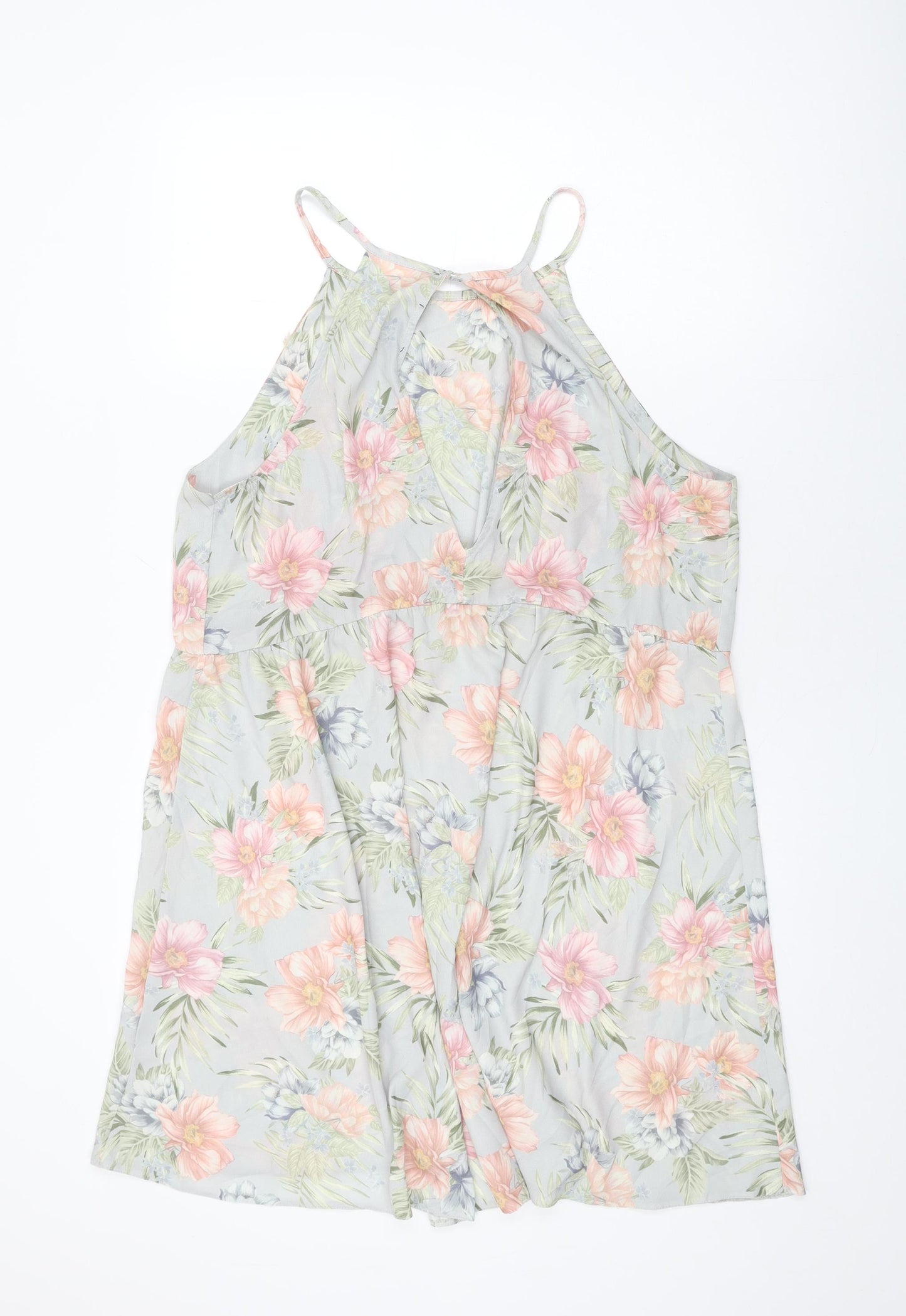 New Look Womens Blue Floral Polyester Shift Size 18 Round Neck Button