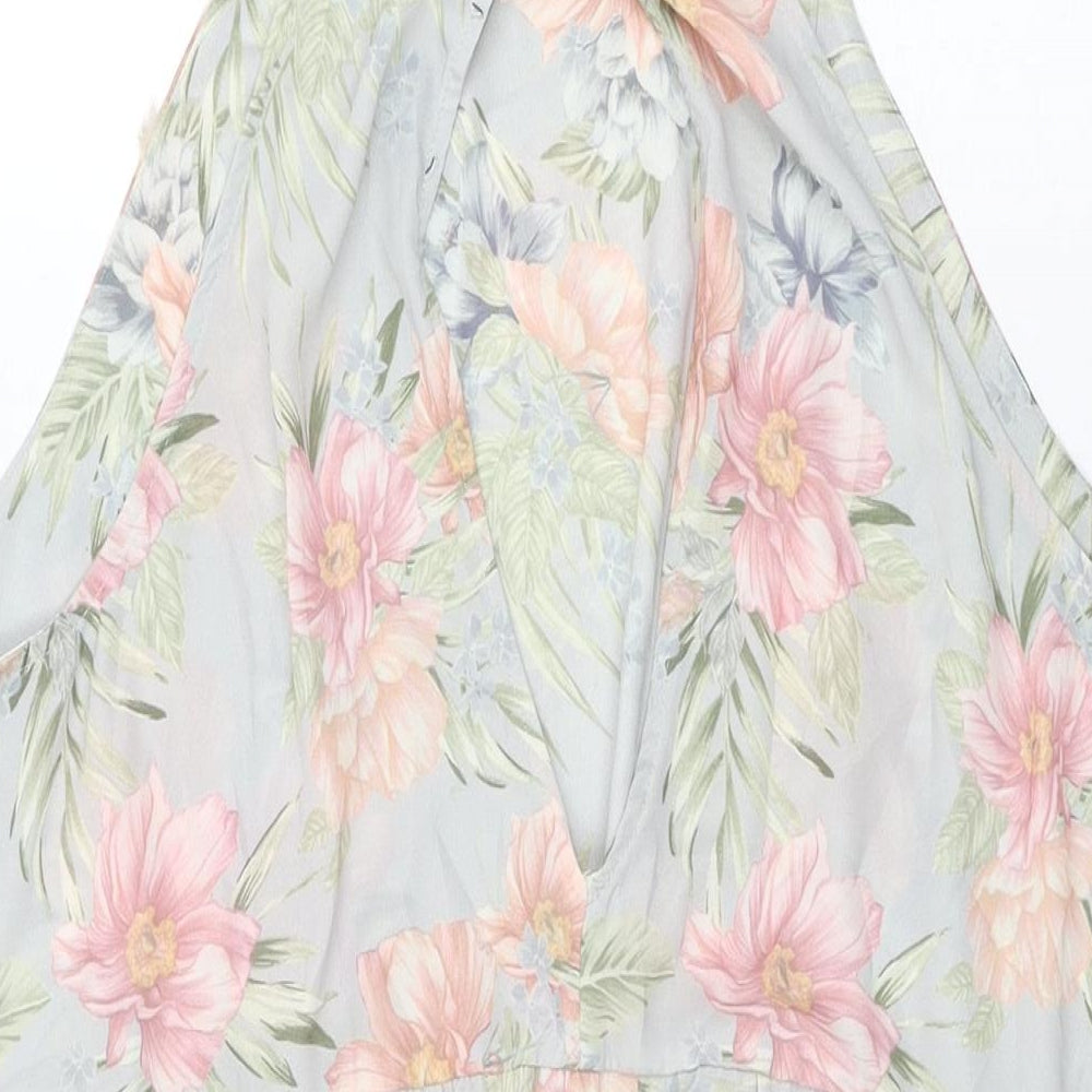 New Look Womens Blue Floral Polyester Shift Size 18 Round Neck Button