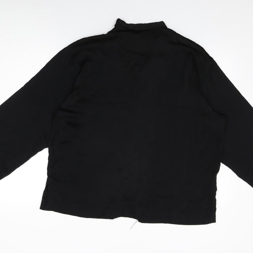 H&M Womens Black Polyester Basic Button-Up Size M Collared