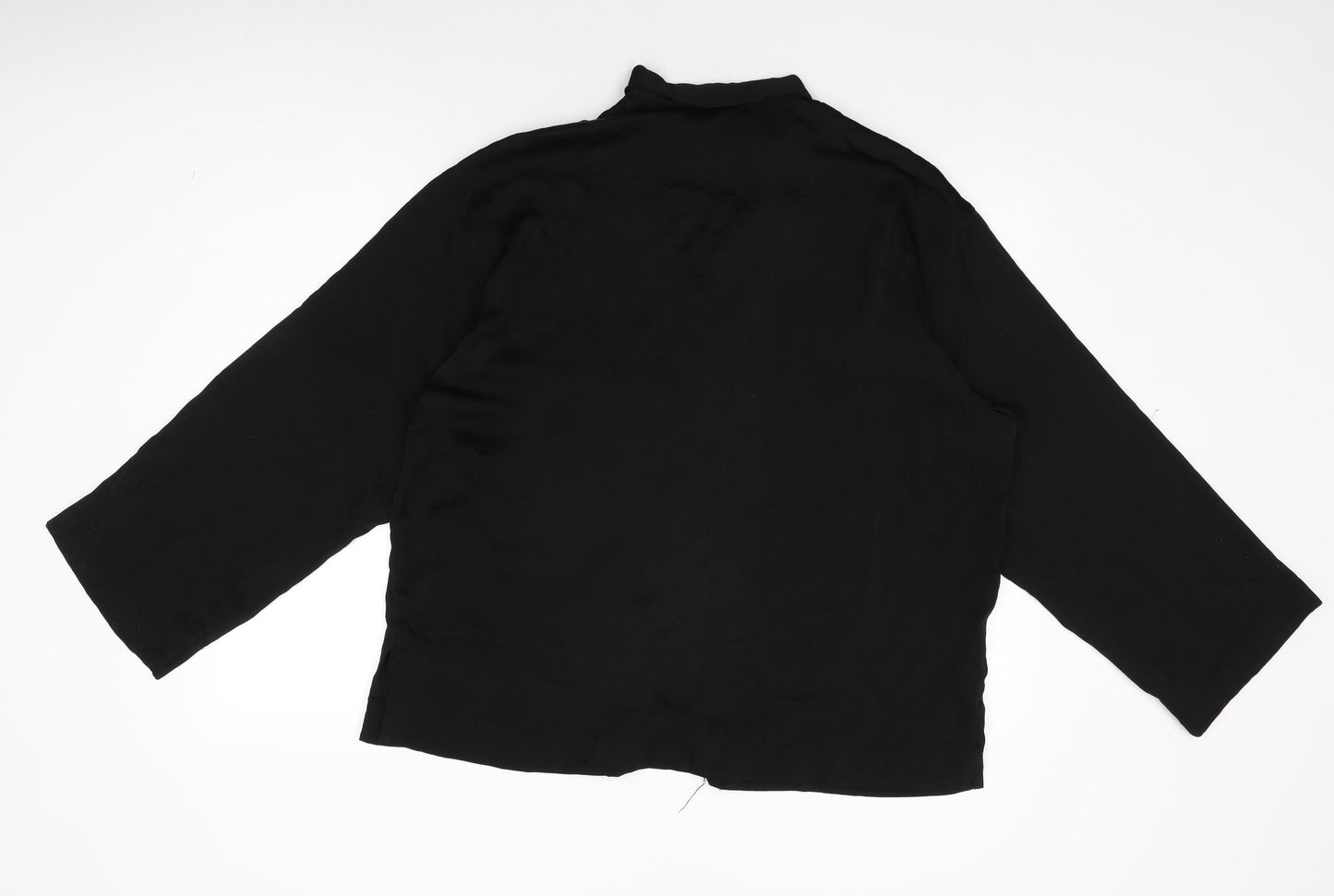 H&M Womens Black Polyester Basic Button-Up Size M Collared