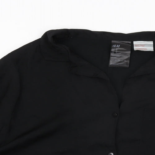 H&M Womens Black Polyester Basic Button-Up Size M Collared