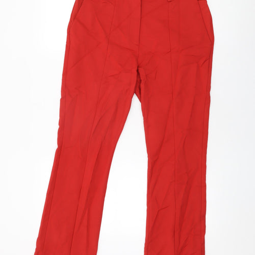 French Connection Womens Red Cotton Trousers Size 12 L27.5 in Regular Zip