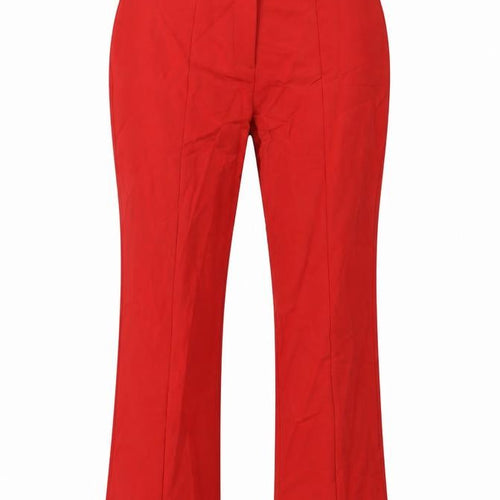 French Connection Womens Red Cotton Trousers Size 12 L27.5 in Regular Zip