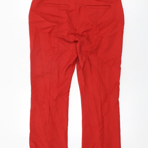 French Connection Womens Red Cotton Trousers Size 12 L27.5 in Regular Zip