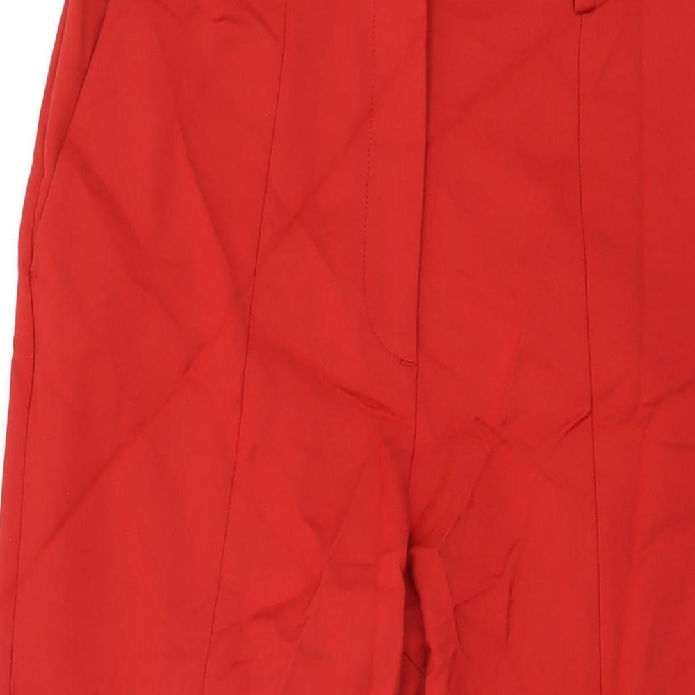 French Connection Womens Red Cotton Trousers Size 12 L27.5 in Regular Zip