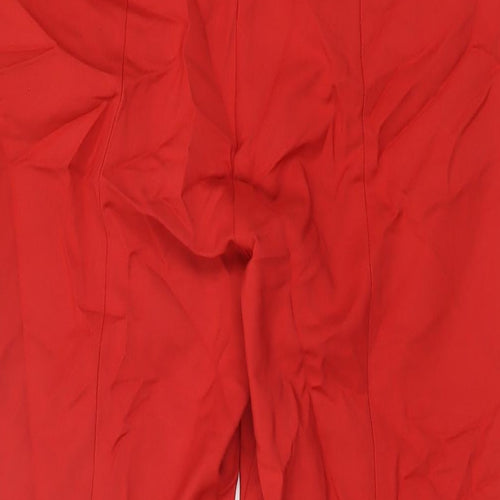 French Connection Womens Red Cotton Trousers Size 12 L27.5 in Regular Zip