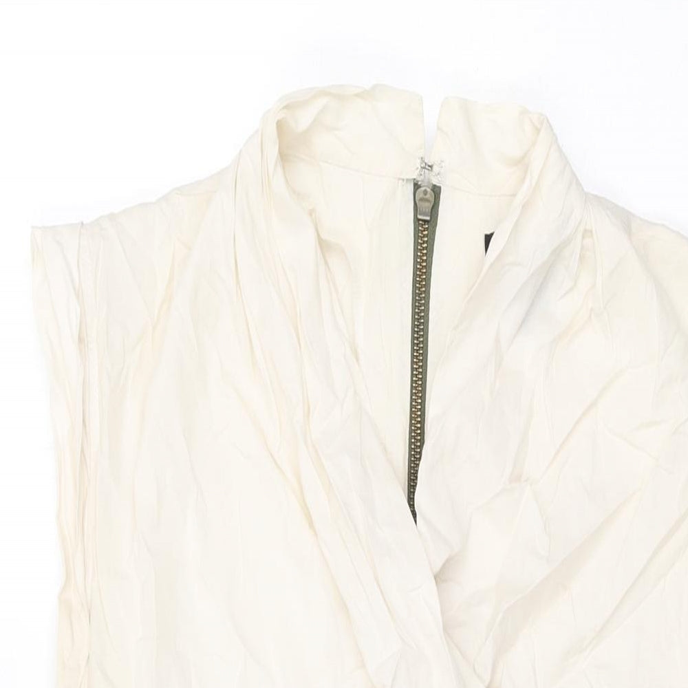 Mango Womens Grey Viscose Shift Size L V-Neck Zip