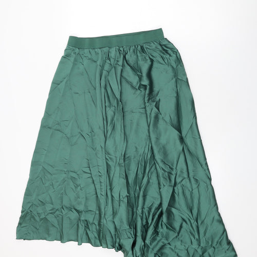 Zara Womens Green Polyester Swing Skirt Size L