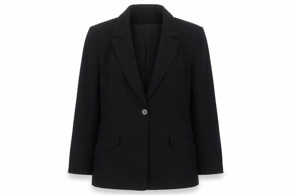 Front view of Principles women’s blue jacket blazer, size UK 12, button