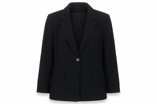 Front view of Principles women’s blue jacket blazer, size UK 12, button