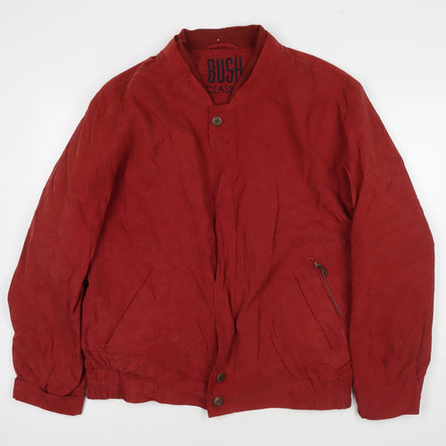 Bush Mens Red Bomber Jacket Coat Size L Zip