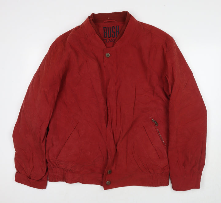 Bush Mens Red Bomber Jacket Coat Size L Zip