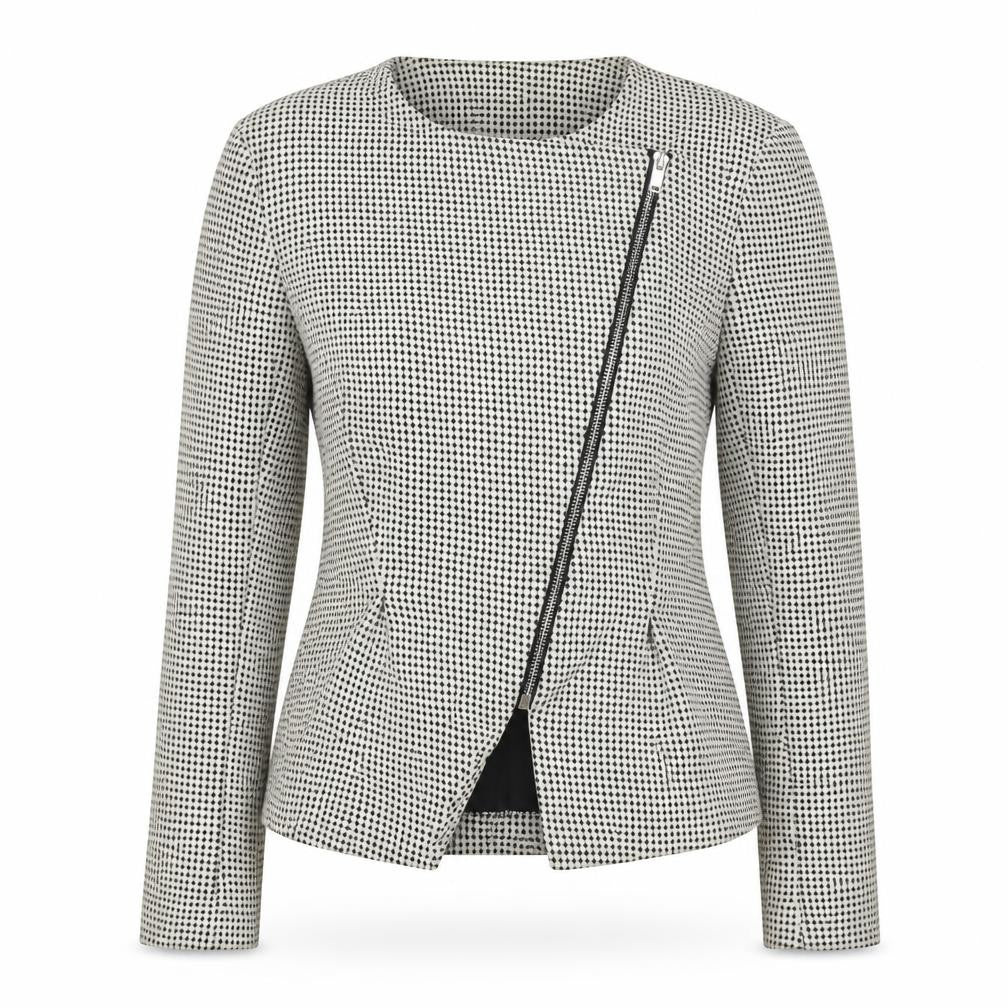 Front view of River Island women’s green jacket blazer, size UK 10, zip