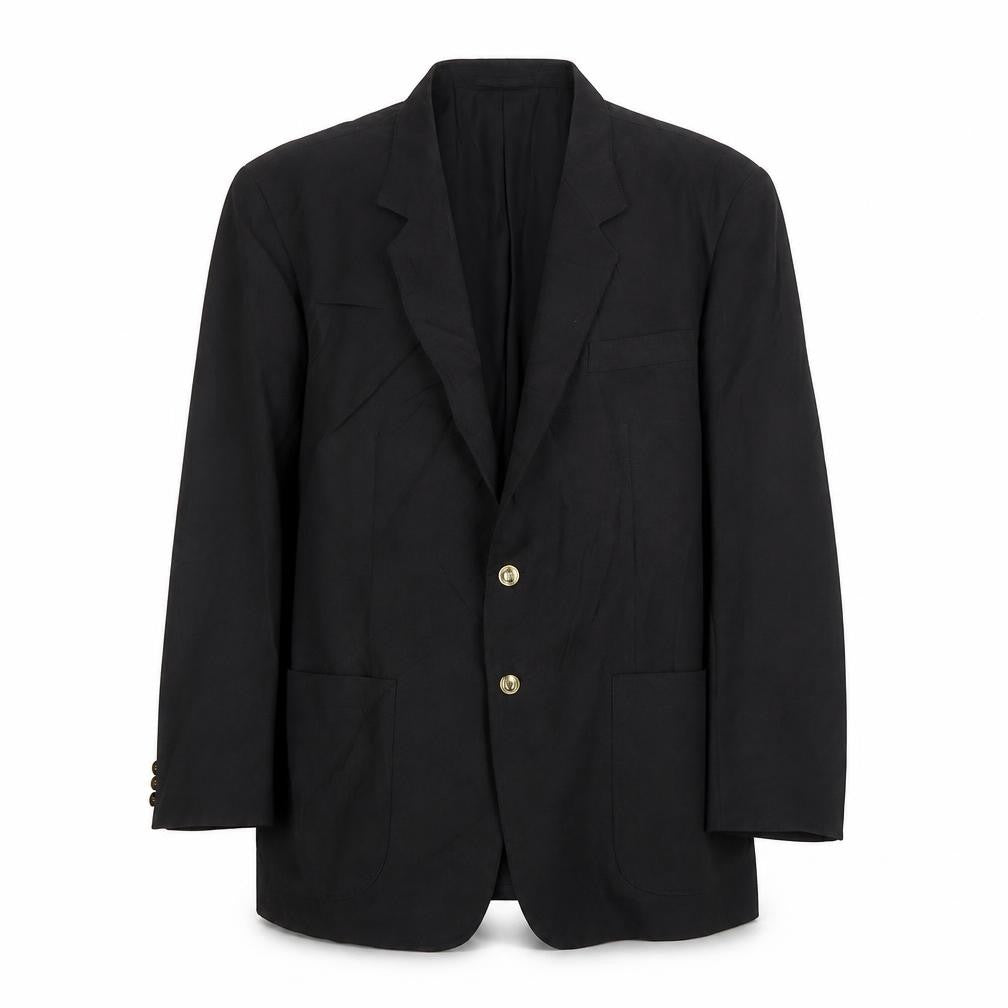 Front view of Classics men’s black polyester jacket suit jacket, size 42, regular