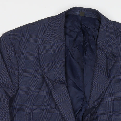 Marks and Spencer Mens Blue Check Wool Jacket Suit Jacket Size 44 Regular