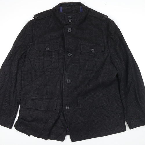 Marks and Spencer Mens Black Pea Coat Coat Size XL Button