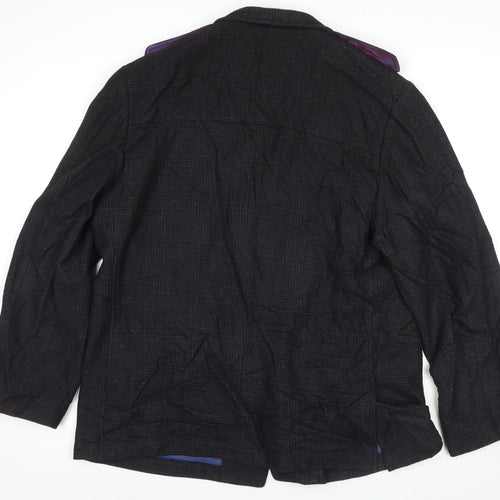 Marks and Spencer Mens Black Pea Coat Coat Size XL Button