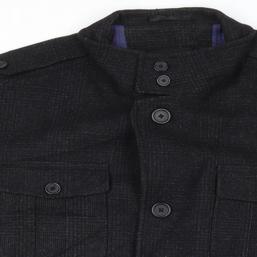 Marks and Spencer Mens Black Pea Coat Coat Size XL Button