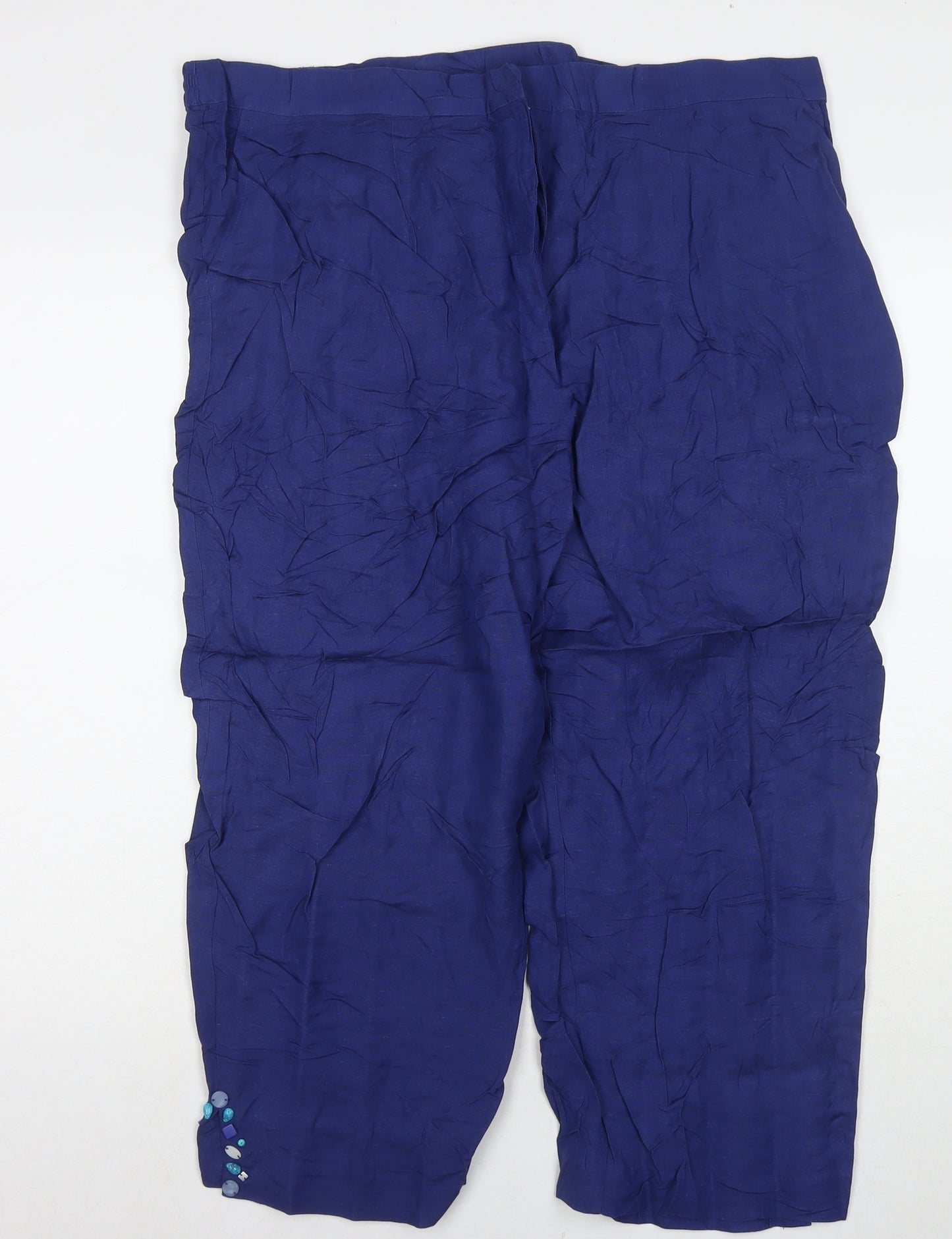 Ruby Rd Womens Blue Linen Trousers Size 18 L23 in Regular Zip