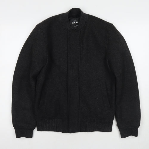 Zara Mens Grey Bomber Jacket Coat Size S Zip