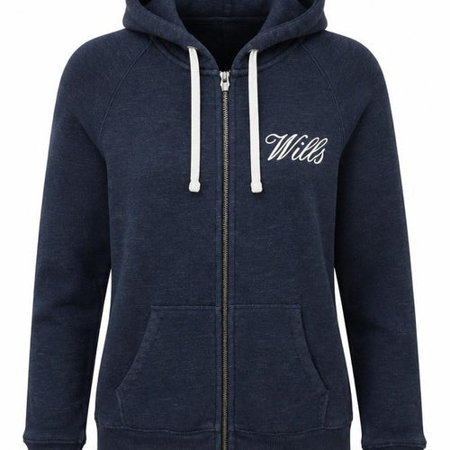 Jack Wills Womens Blue Cotton Full Zip Hoodie Size 8 Zip