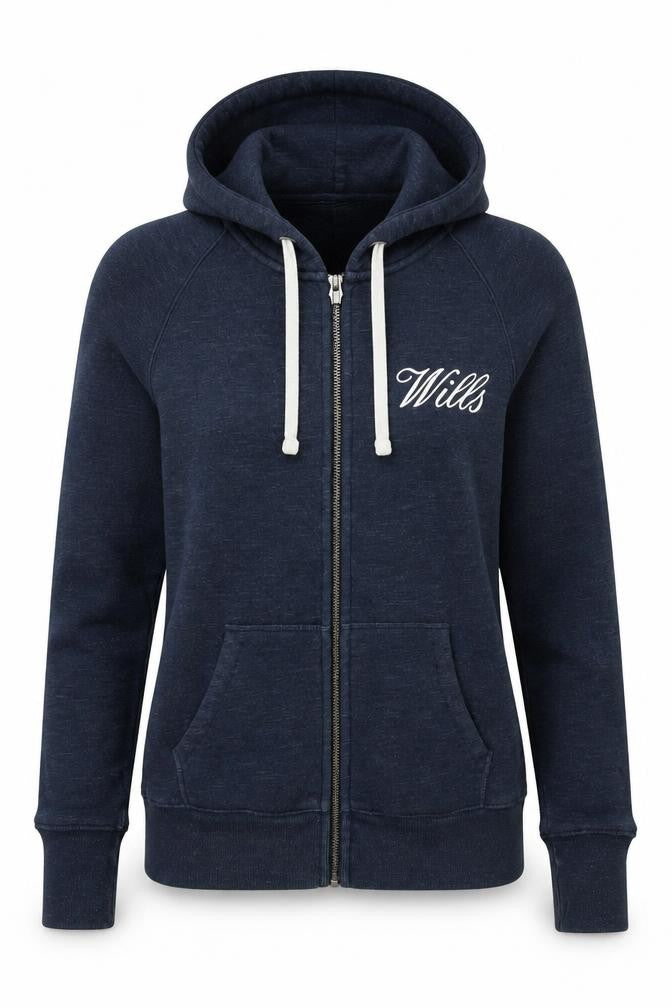 Jack Wills Womens Blue Cotton Full Zip Hoodie Size 8 Zip