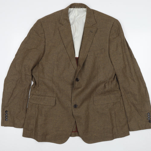 Howick Tailored Mens Brown Linen Jacket Suit Jacket Size 42 Regular