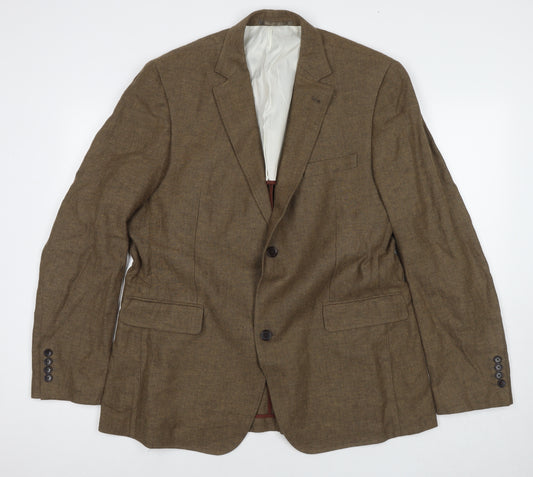 Howick Tailored Mens Brown Linen Jacket Suit Jacket Size 42 Regular