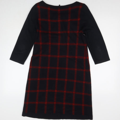 Phase Eight Womens Blue Check Acrylic Jumper Dress Size 12 Round Neck Pullover
