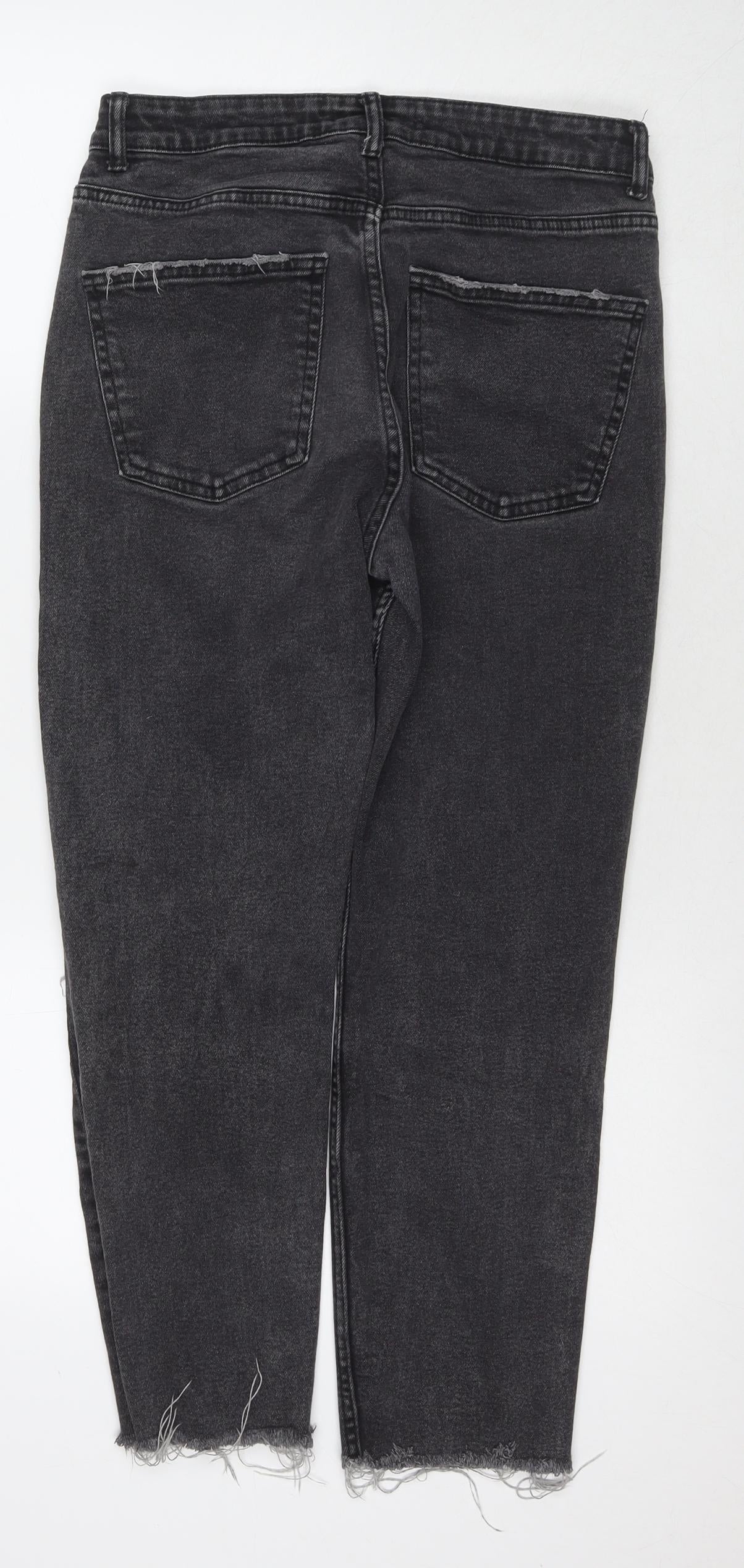 Denim & Co. Womens Black Cotton Straight Jeans Size 12 L24 in Regular Zip