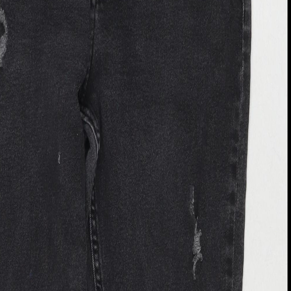 Denim & Co. Womens Black Cotton Straight Jeans Size 12 L24 in Regular Zip