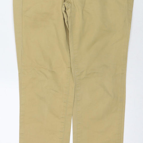 Topman Mens Brown Cotton Chino Trousers Size 28 in L29 in Regular Zip