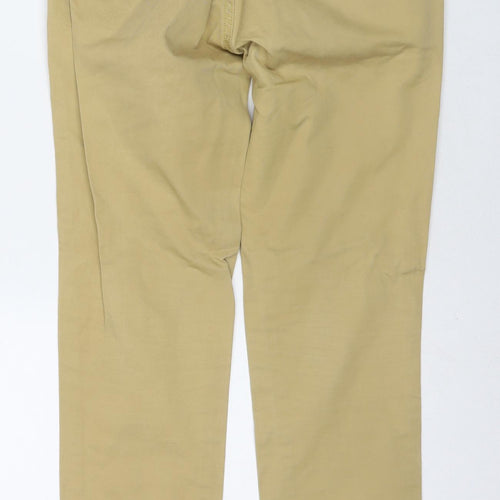 Topman Mens Brown Cotton Chino Trousers Size 28 in L29 in Regular Zip