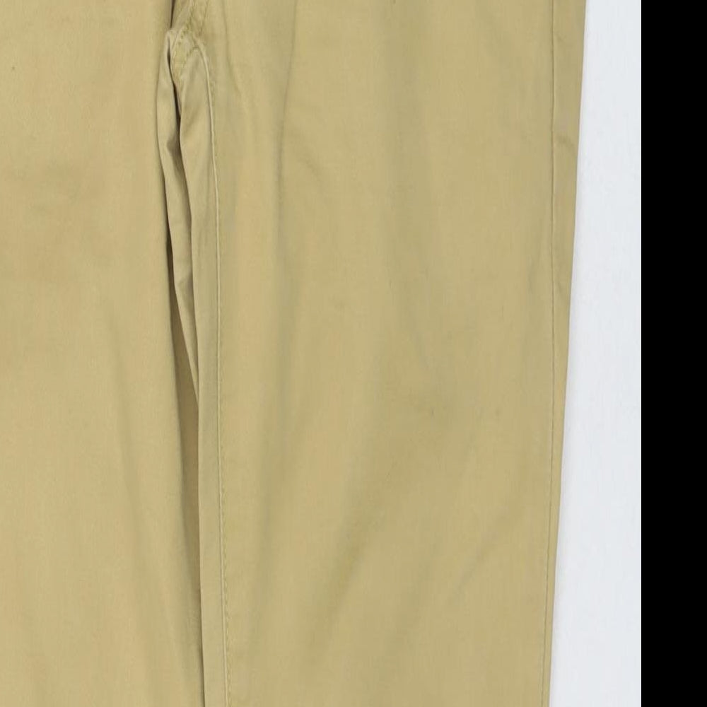 Topman Mens Brown Cotton Chino Trousers Size 28 in L29 in Regular Zip