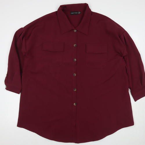 I SAW IT FIRST Womens Red Polyester Tunic Button-Up Size 12 Collared