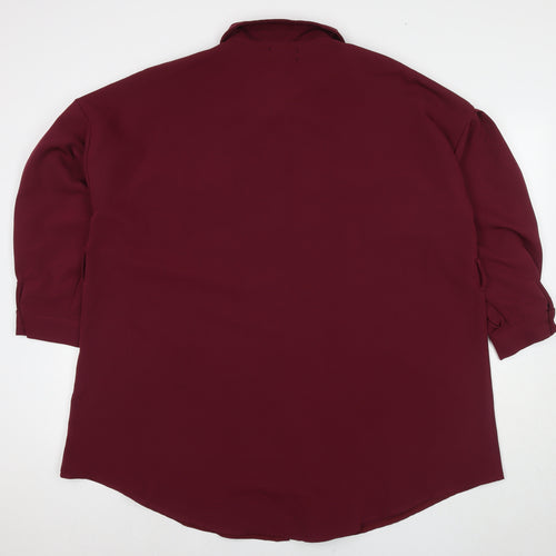 I SAW IT FIRST Womens Red Polyester Tunic Button-Up Size 12 Collared