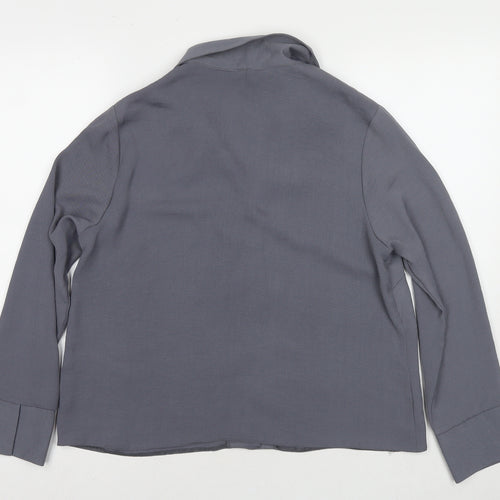 New Look Womens Grey Polyester Basic Button-Up Size 12 Collared