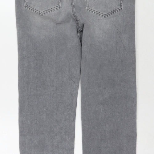 Marks and Spencer Womens Grey Cotton Straight Jeans Size 12 L27 in Regular Zip