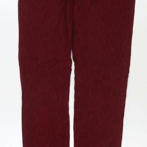 Zara Womens Red Polyester Blend Skinny Jeans Size 8 L27 in Regular Zip
