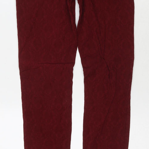 Zara Womens Red Polyester Blend Skinny Jeans Size 8 L27 in Regular Zip