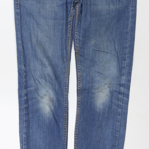 Topman Mens Blue Cotton Straight Jeans Size 30 in L30 in Regular Zip