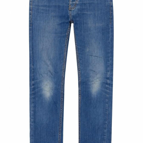 Topman Mens Blue Cotton Straight Jeans Size 30 in L30 in Regular Zip