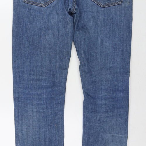 Topman Mens Blue Cotton Straight Jeans Size 30 in L30 in Regular Zip