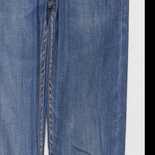 Topman Mens Blue Cotton Straight Jeans Size 30 in L30 in Regular Zip