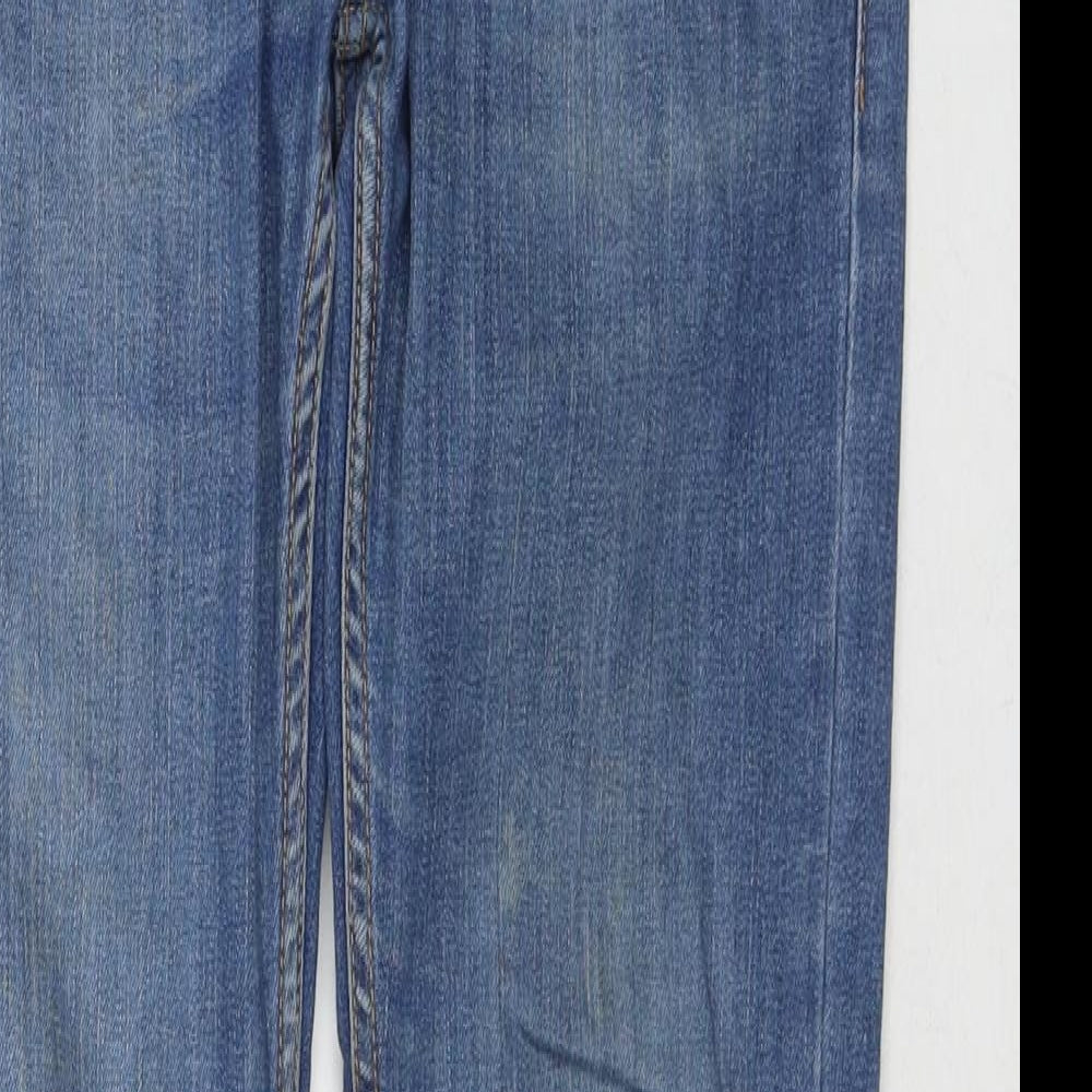 Topman Mens Blue Cotton Straight Jeans Size 30 in L30 in Regular Zip