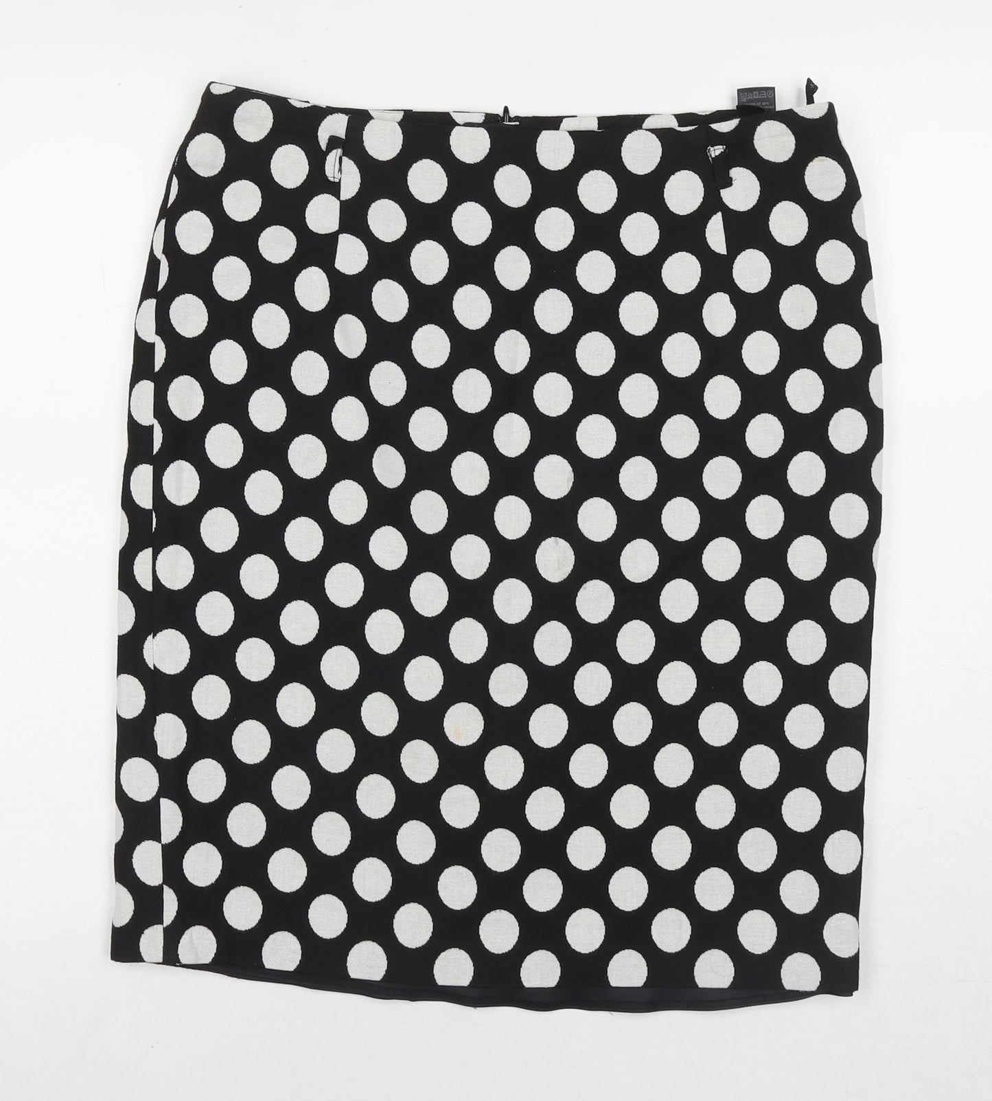 Marks and Spencer Womens Black Polka Dot Cotton A-Line Skirt Size 12 Zip