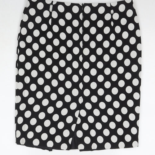 Marks and Spencer Womens Black Polka Dot Cotton A-Line Skirt Size 12 Zip